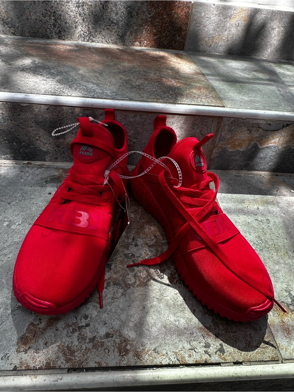 RBX Red Slip-On Athletic Sneakers with Lace Detail